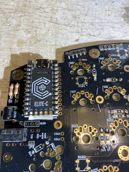 Microcontrollers soldered to Kyria circuit board halves