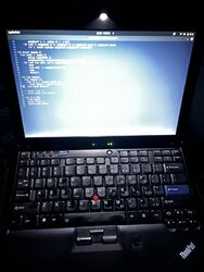 X210 with the Thinklight illuminating the keyboard